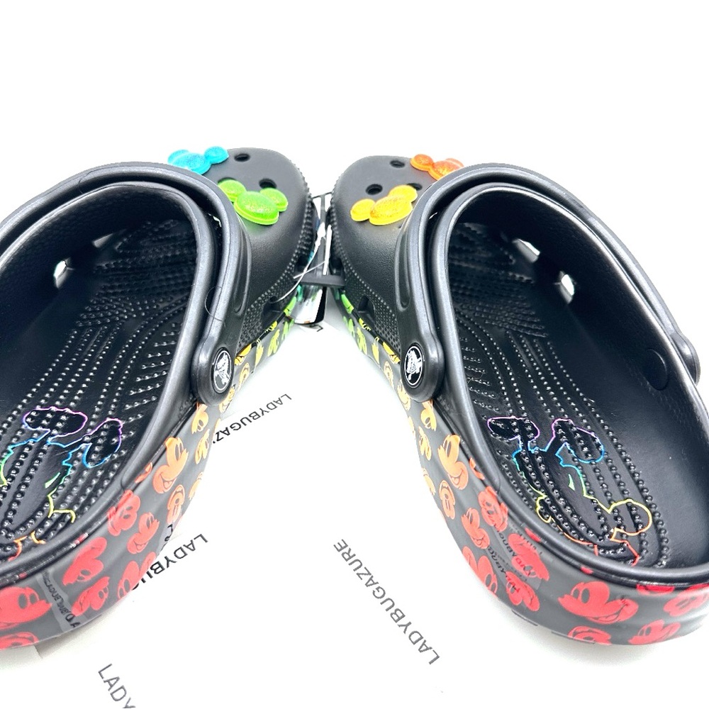 CROCS Black Sandals with Colorful Jibbitz Unisex M6/W8 - Picture 7 of 13